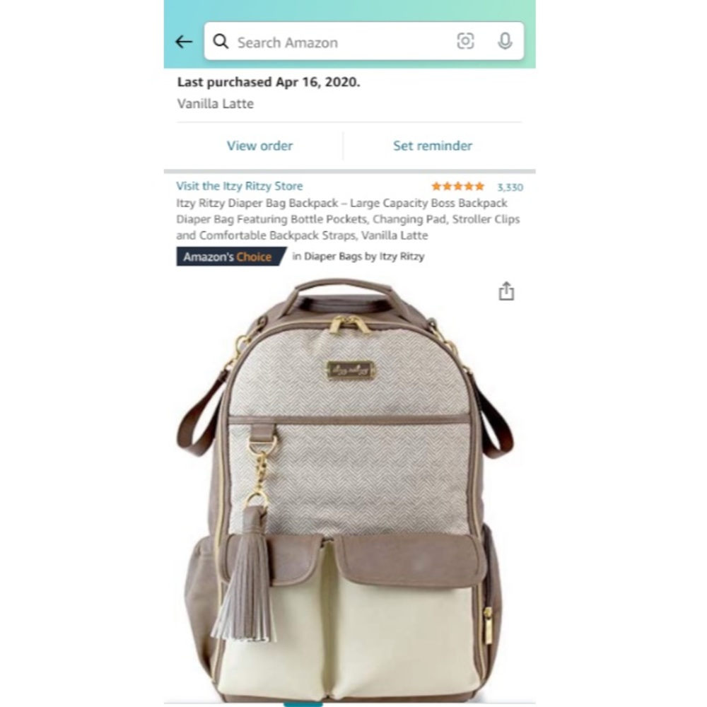 Itzy Ritzy Diaper Bag Backpack- Vanilla Latte 💓